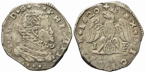MESSINA. Regno di Sicilia. Filippo III di Spagna (1598-1621). 4 tarÃ¬ 1620. Ag (10,49 g; 28,5 mm)  - Asta Monete e medaglie medievali e moderne italiane ed estere - Associazione Nazionale - Case d'Asta italiane