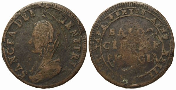 STATO PONTIFICIO. Perugia. Pio VI (1775 - 1799). 5 baiocchi 1797 BAIOC..  Cu (17 g; 30,70 mm).  - Asta Monete e medaglie medievali e moderne italiane ed estere - Associazione Nazionale - Case d'Asta italiane
