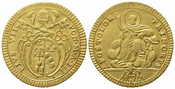 STATO PONTIFICIO. Roma. Pio VII (1800-1823). Doppia, anno III. Au (5,42 g; 23 mm)  - Asta Monete e medaglie medievali e moderne italiane ed estere - Associazione Nazionale - Case d'Asta italiane