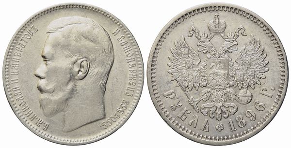 RUSSIA. Nicola II (1894-1917). Rublo 1896. Ag (20 g; 33,4 mm)  - Asta Monete e medaglie medievali e moderne italiane ed estere - Associazione Nazionale - Case d'Asta italiane
