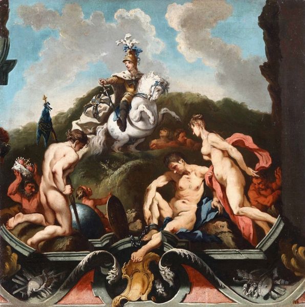 Scena allegorica con trionfo di cavaliere  - Asta Dipinti Antichi - Associazione Nazionale - Case d'Asta italiane