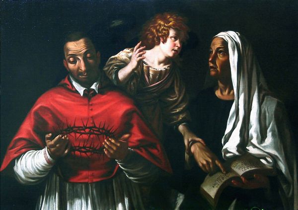 San Carlo Borromeo con Santa Francesca Romana  - Asta Dipinti Antichi - Associazione Nazionale - Case d'Asta italiane