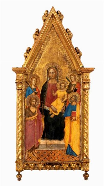 Madonna in trono col Bambino tra due Santi Martiri e i Santi Giovanni Battista e Pietro  - Asta Dipinti Antichi - Associazione Nazionale - Case d'Asta italiane