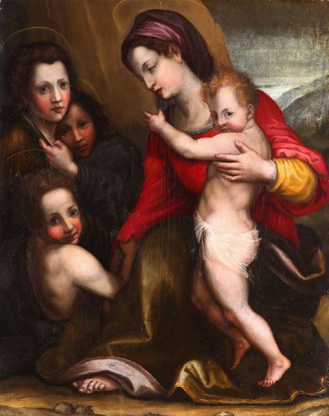 Madonna con Bambino, San Giovannino e santi  - Asta Dipinti Antichi - Associazione Nazionale - Case d'Asta italiane