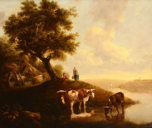 Potter Paulus - Paesaggio con figure e bestiame