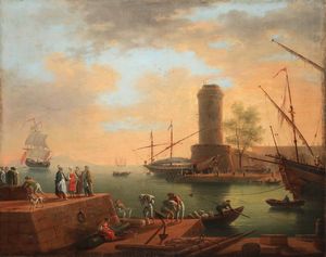 Grenier Delacroix Charles Francois - Scena di porto