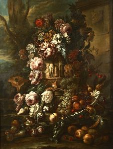 Lopez Gasparo - Coppia di nature morte con fiori
