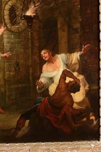 Coppia di dipinti raffiguranti Resurrezione di Lazzaro e Interno di carcere  - Asta Dipinti Antichi - Associazione Nazionale - Case d'Asta italiane