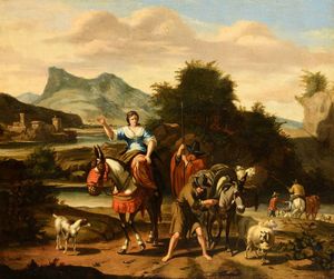 van der Bent Johannes - Paesaggio con animali e figure