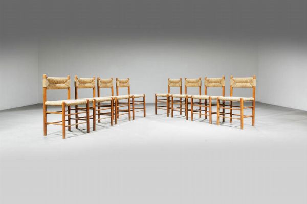 CHARLOTTE PERRIAND  nello stile di : Otto sedie  - Asta Design - Associazione Nazionale - Case d'Asta italiane