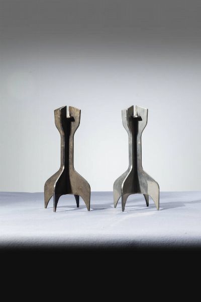 Marcel Breuer : Coppia di candelabri  - Asta Design - Associazione Nazionale - Case d'Asta italiane