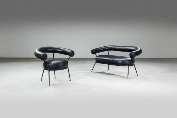 IPE BREVETTI : Divano con poltrona  - Asta Design - Associazione Nazionale - Case d'Asta italiane