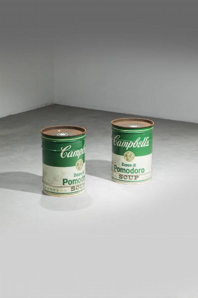 DINO GAVINA : Coppia di sgabelli contenitori omaggio ad Andy Warhol  - Asta Design - Associazione Nazionale - Case d'Asta italiane