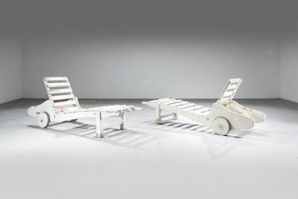 PRODUZIONE ITALIANA : Coppia di sdraio  - Asta Design - Associazione Nazionale - Case d'Asta italiane