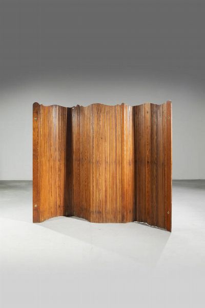 PRODUZIONE ITALIANA : Parete divisoria in legno tinto. Anni '60 cm 175x250 Difetti  - Asta Design - Associazione Nazionale - Case d'Asta italiane