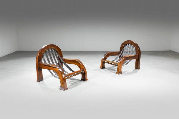 PRODUZIONE ITALIANA : Coppia di poltrone  - Asta Design - Associazione Nazionale - Case d'Asta italiane