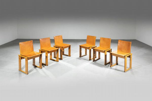 SCARPA AFRA E TOBIA  attribuito : Sei sedie  - Asta Design - Associazione Nazionale - Case d'Asta italiane
