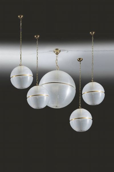 GUZZINI : Set di cinque lampade a sospensione  - Asta Design - Associazione Nazionale - Case d'Asta italiane