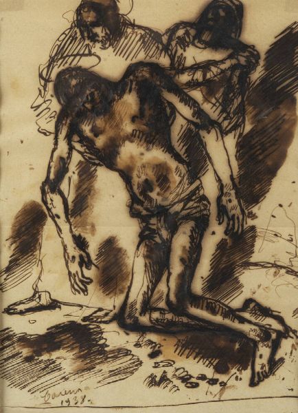 FELICE CARENA Cumiana (TO) 1879 - 1966 Venezia : Deposizione 1938  - Asta Dipinti  - Associazione Nazionale - Case d'Asta italiane