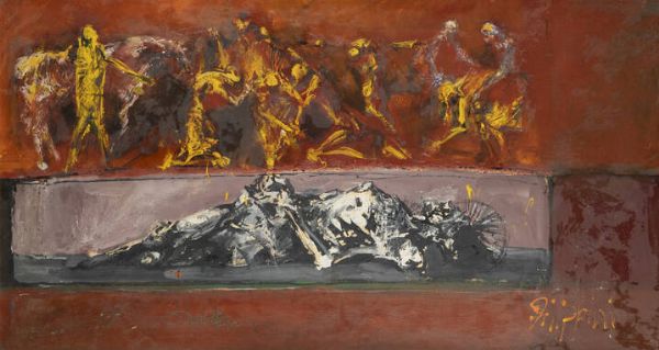 FELICE FILIPPINI Arbedo (Svizzera) 1917 - 1988 : Piet 1967  - Asta Dipinti  - Associazione Nazionale - Case d'Asta italiane