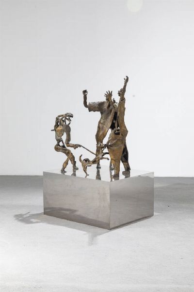 ENZO SCIAVOLINO Valledolmo (Pa) 1937 : Figure  - Asta Dipinti  - Associazione Nazionale - Case d'Asta italiane