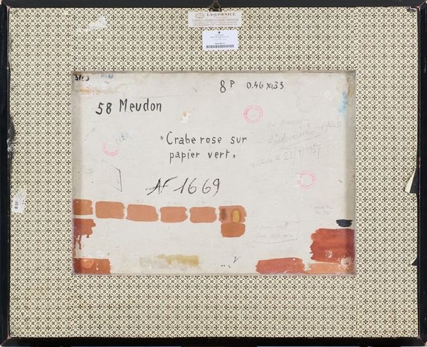 Gino Severini : Crabe rose sur papier vert  - Asta Arte Moderna e Contemporanea  - Associazione Nazionale - Case d'Asta italiane