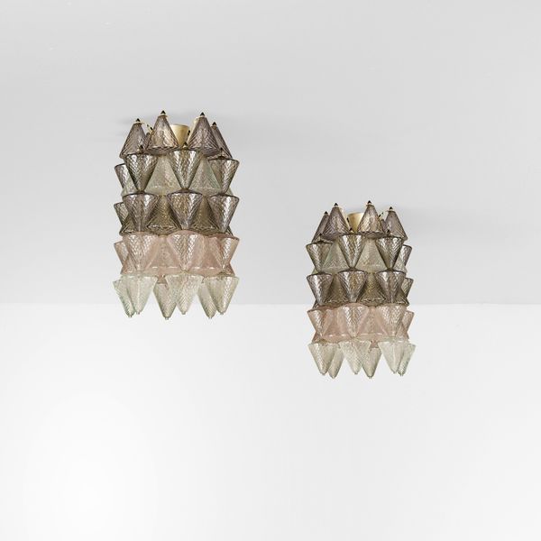 Barovier e Toso : Due lampade a sospensione  - Asta Design - Associazione Nazionale - Case d'Asta italiane