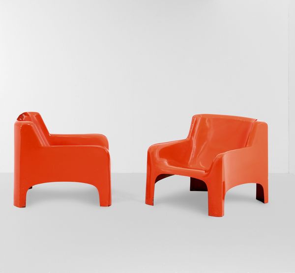 CARLO BARTOLI : Coppia di poltrone mod. Gaia  - Asta Design - Associazione Nazionale - Case d'Asta italiane