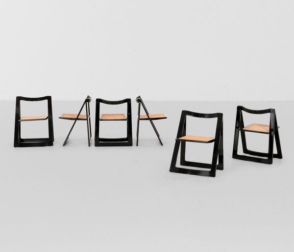 Pierangela D'Aniello e Aldo Jacober : Sei sedie pieghevoli mod. Trieste  - Asta Design - Associazione Nazionale - Case d'Asta italiane