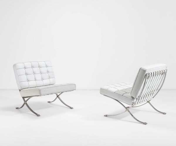 LUDWIG MIES VAN DER ROHE : Due poltrone mod. MR90 Barcelona.  - Asta Design - Associazione Nazionale - Case d'Asta italiane