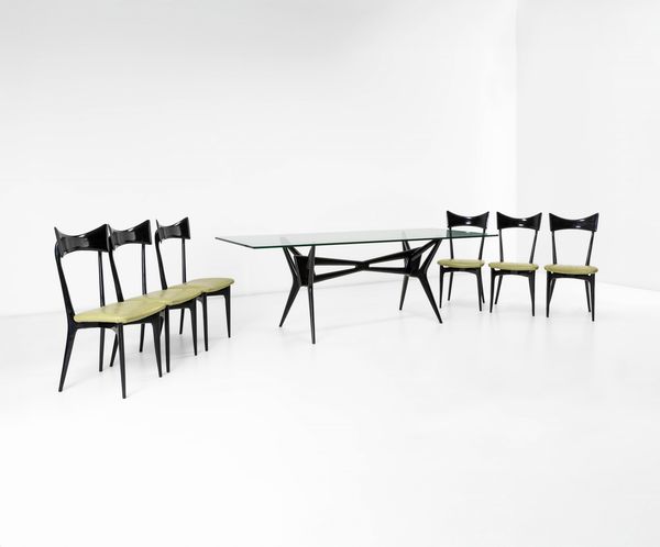 Ico Parisi, Attribuito a : Tavolo con sei sedie  - Asta Design - Associazione Nazionale - Case d'Asta italiane