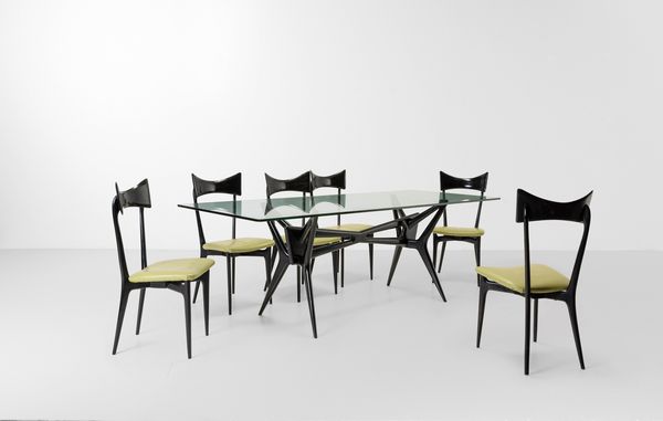 Ico Parisi, Attribuito a : Tavolo con sei sedie  - Asta Design - Associazione Nazionale - Case d'Asta italiane