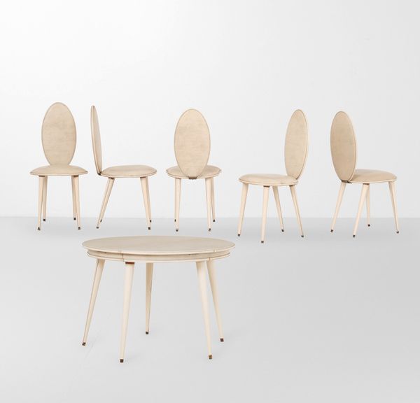 Umberto Mascagni : Set di tavolo con cinque sedie.  - Asta Design - Associazione Nazionale - Case d'Asta italiane