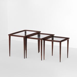 ICO PARISI - Tre tavoli bassi sovrapponibili mod. 401