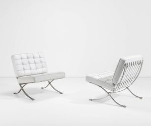 LUDWIG MIES VAN DER ROHE - Due poltrone mod. MR90 Barcelona.