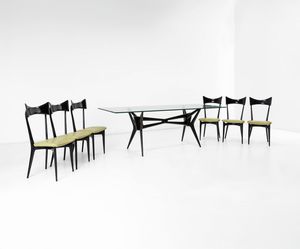 Ico Parisi, Attribuito a - Tavolo con sei sedie