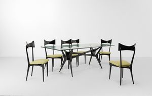 Ico Parisi, Attribuito a : Tavolo con sei sedie  - Asta Design - Associazione Nazionale - Case d'Asta italiane