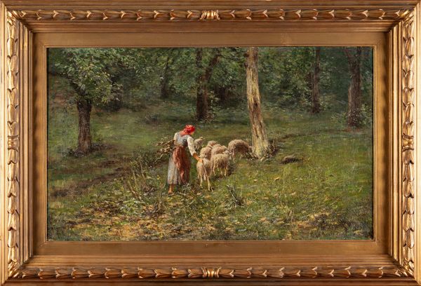 ACHILLE TOMINETTI : Ritorno dal pascolo  - Asta Importanti Dipinti e Sculture / Arte Figurativa tra XIX e XX Secolo - Associazione Nazionale - Case d'Asta italiane