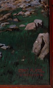 Ernst Platz : Dolomiti, cielo stellato sul gruppo del Catinaccio  - Asta Importanti Dipinti e Sculture / Arte Figurativa tra XIX e XX Secolo - Associazione Nazionale - Case d'Asta italiane