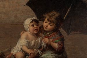 Noè Bordignon : La pappa calda  - Asta Importanti Dipinti e Sculture / Arte Figurativa tra XIX e XX Secolo - Associazione Nazionale - Case d'Asta italiane