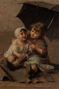 Noè Bordignon : La pappa calda  - Asta Importanti Dipinti e Sculture / Arte Figurativa tra XIX e XX Secolo - Associazione Nazionale - Case d'Asta italiane