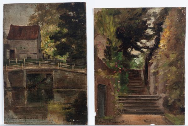 Antonio Mancinelli : San Remo dietro il Casin�; La casa sul fiume  - Asta Dipinti, Sculture e Grafiche / Arte Figurativa tra XIX e XX Secolo - Associazione Nazionale - Case d'Asta italiane