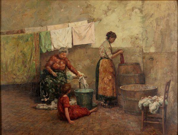 GIUSEPPE GHEDUZZI : Allegoria delle tre et�  - Asta Dipinti, Sculture e Grafiche / Arte Figurativa tra XIX e XX Secolo - Associazione Nazionale - Case d'Asta italiane