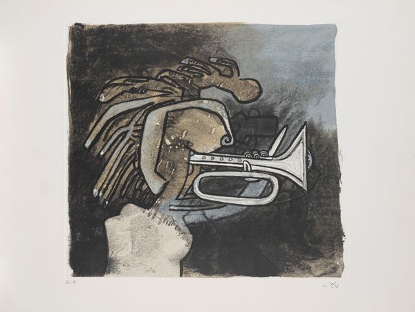 ROBERTO SEBASTIAN MATTA : Figura con tromba  - Asta Grafica Internazionale e Multipli d'Autore - Associazione Nazionale - Case d'Asta italiane