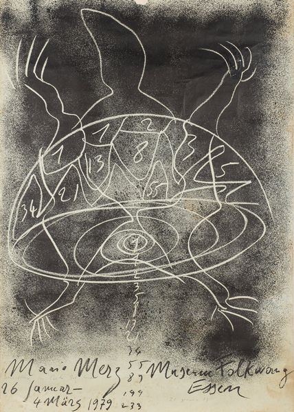 Mario Merz : Manifesto della Mostra Mario Merz Falkwang Museum, Essen  - Asta Grafica Internazionale e Multipli d'Autore - Associazione Nazionale - Case d'Asta italiane