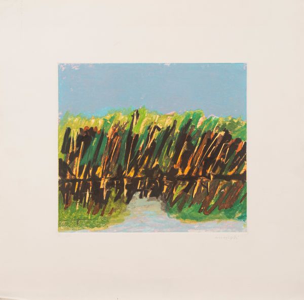 Ennio Morlotti : Paesaggio lacustre  - Asta Grafica Internazionale e Multipli d'Autore - Associazione Nazionale - Case d'Asta italiane