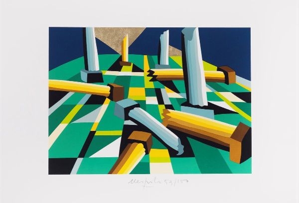 Ugo Nespolo : Rovine  - Asta Grafica Internazionale e Multipli d'Autore - Associazione Nazionale - Case d'Asta italiane