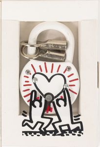 Keith Haring : Bayer Suite completa e lucchetto prodotto per Sali-Adalat  - Asta Grafica Internazionale e Multipli d'Autore - Associazione Nazionale - Case d'Asta italiane