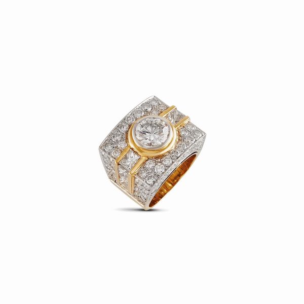 ANELLO A FASCIA CON DIAMANTI  - Asta GIOIELLI - Associazione Nazionale - Case d'Asta italiane