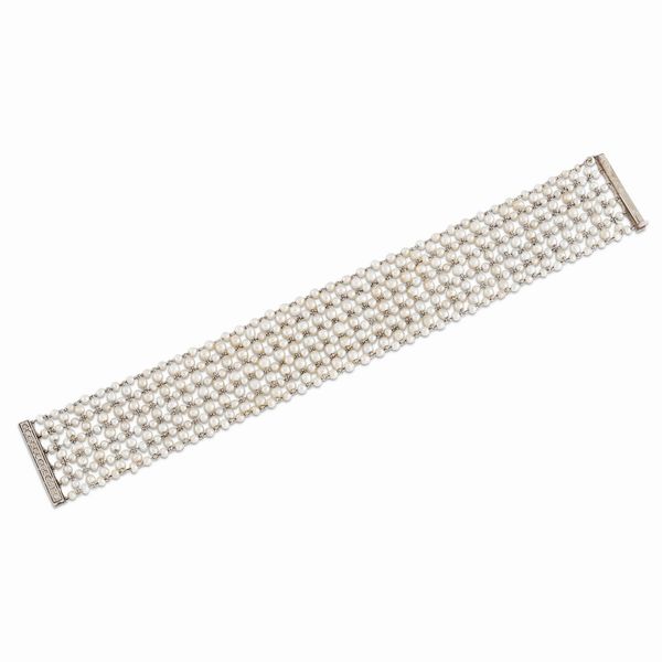 BRACCIALE A FASCIA CON PERLE  - Asta GIOIELLI - Associazione Nazionale - Case d'Asta italiane